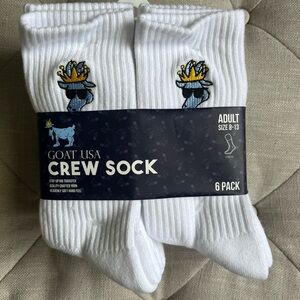 GOAT USA White Crew Socks - 6 Pack